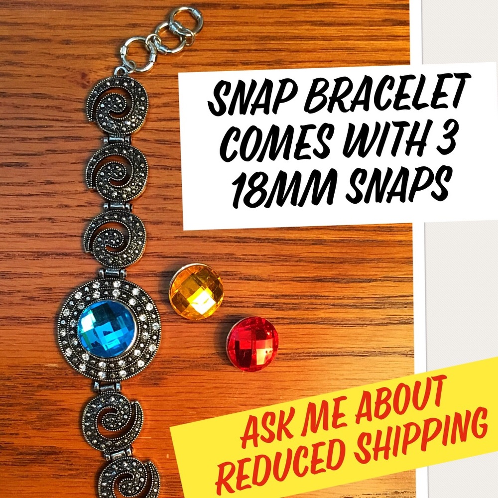 Snap Bracelet with 3 Snaps, 18mm.